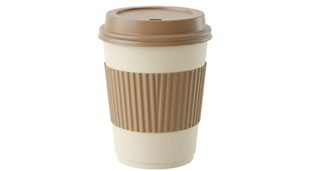 Isolated Beige Takeaway Coffee Cup with Brown Lid