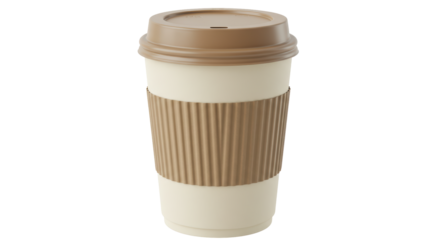 Isolated Beige Takeaway Coffee Cup with Brown Lid