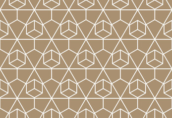The geometric pattern with lines. Seamless vector background. White and beige texture. Graphic modern pattern. Simple lattice graphic design