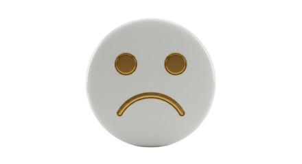 Isolated Sad Face Emoji with Golden Features