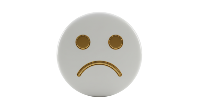 Isolated Sad Face Emoji with Golden Features