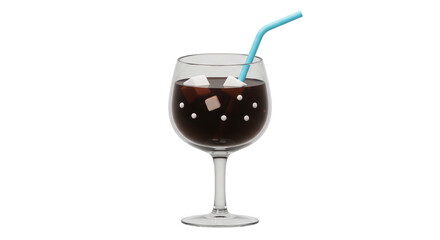 Isolated Refreshing Soda In Glass With Ice and Straw