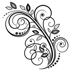 Intricate Black and White Botanical Pattern Art