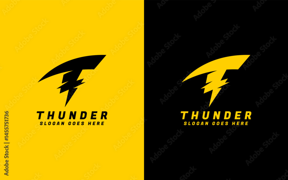 Aufkleber Modern design of letter T integrated with a dynamic thunderbolt in minimal style