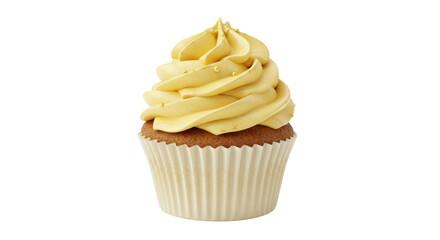 Isolated Vanilla Cupcake with Golden Sprinkles