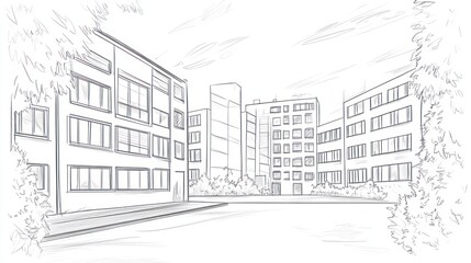 Fototapeta premium Modern apartment building sketch