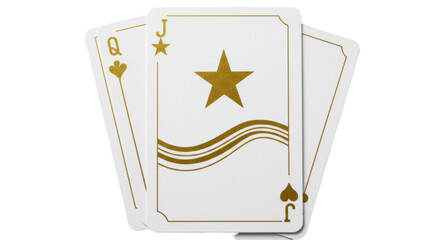 Isolated Three Playing Cards Queen Jack and Star