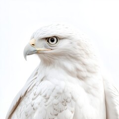 Obraz premium White Hawk Profile Close up of a Bird of Prey Against a Bright White Background