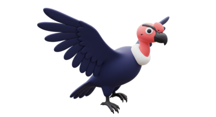 Isolated Cartoon Vulture with Spread Wings and Menacing Expression