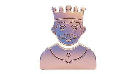 Isolated King Cartoon Character with Crown and Mustache