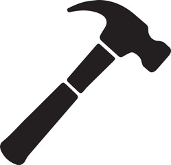 Hammer Silhouette Black Vector | Construction Tool Icon