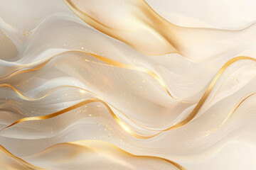 Obraz premium Ivory background with golden wave brushstrokes