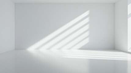 Obraz premium A minimalist white room with a large window and a minimalist white floor.