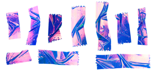 Pink Blue Foil Tape Strips Set Illustration for Scrapbooking and Creative Design