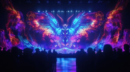 Fototapeta premium Abstract image of colorful bird projected on large screen