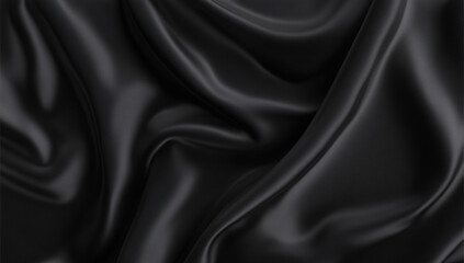 Fototapeta premium Soft and smooth black satin fabric with luxurious texture, perfect for elegant designs and stylish garments. Its rich appearance adds sophistication to any project