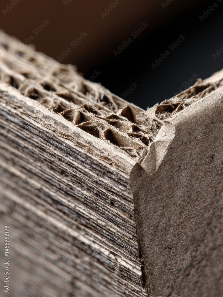 Aufkleber Detailed Macro Shot Revealing the Intricate Textures of Cardboard Edges Showcasing Their Unique Structure and Craftsmanship Generative AI