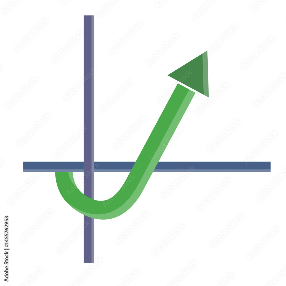 Aufkleber simple j-curve graph icon. vector.
