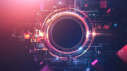 Fototapeta premium Futuristic Circular Graphical Display With Data Elements And Light Effects