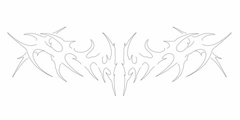 Gothic Neo Tribal Cyber Sigilism Shapes Vector Design isolated on white
