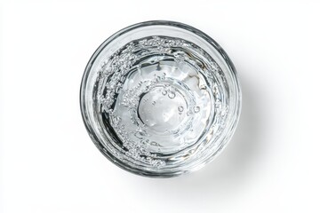 Refreshing sparkling water in glass top view bubbles clear pure life cool drink clean white still
