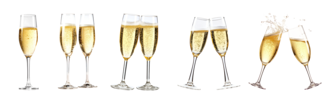PNG Celebratory champagne glasses clinking, element set on transparent background