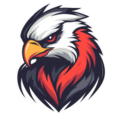 Obraz premium Striking eagle head vector illustration with bold red and black accents on transparent background