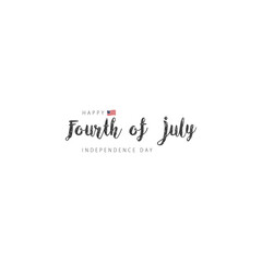 Thin Line Typography Fourth of July with Decorative Swash