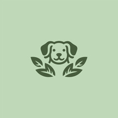 Dog and leaf logo in clean and creative illustration style.