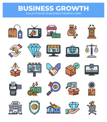 Business Growth Icons: 25 Essential Icons for Marketing. Finance. and Strategy
