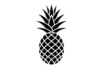 Obraz premium Black silhouette of a pineapple with detailed pattern