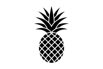 Obraz premium Black silhouette of a pineapple with detailed pattern