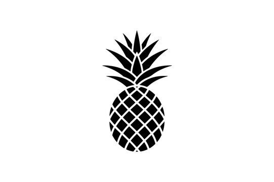 Black silhouette of a pineapple with detailed pattern