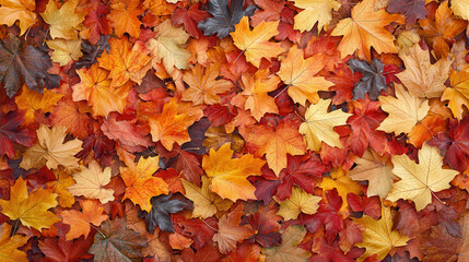 vibrant colors and intricate textures of autumn leaves.