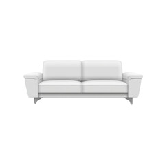 modern white sofa with sleek design, featuring plush cushions and armrests, perfect for contemporary living spaces. This stylish furniture piece adds elegance and comfort to any room