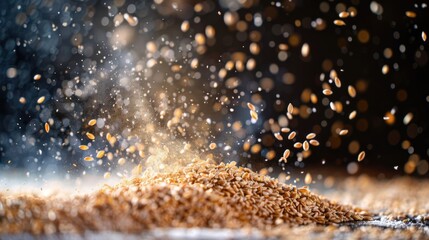 Obraz premium Flourishing Seeds in Motion with Dust and Sparkles Creating Atmosphere