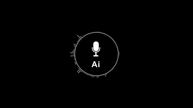 voice message Animation on black background, Digital interface audio Voice assistant for AI chat technology waveform AI Chat innovation sound wave .