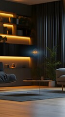 AI assistant floating as a hologram in a smart home