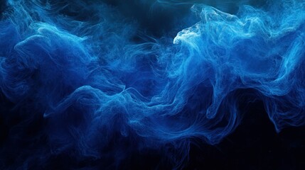 Obraz premium Abstract blue smoke swirling and billowing in a dark background with intricate patterns and a sense of movement and fluidity for artistic or creative design use