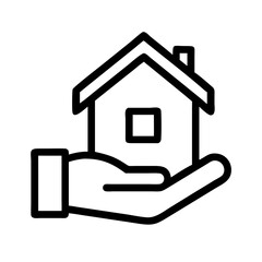 hands holding house silhouette on transparent background for web and graphic design