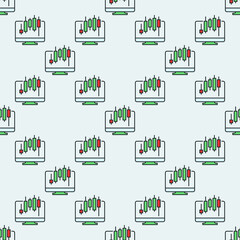 Candlestick Pattern on Computer Screen vector online trading colored seamless pattern