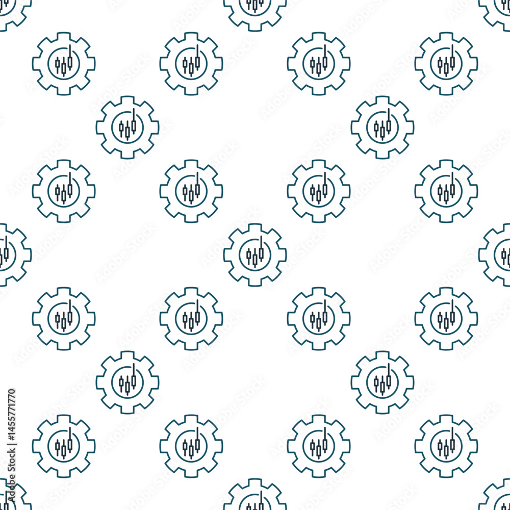 Poster gear with candlestick pattern vector trading settings thin line seamless pattern