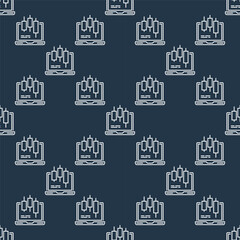 Laptop with candlestick pattern vector online e trading seamless pattern in outline style