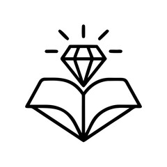 book with shining diamond on transparent background for web and graphic design