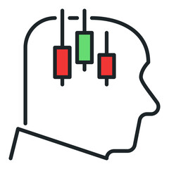Human Head with Candlestick Chart vector colored icon or logo element
