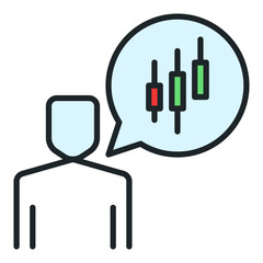 Man talking about trading vector colored icon or logo element