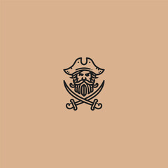 Pirate logo in bold and simple iconic design.