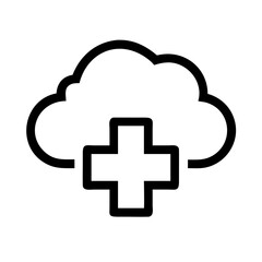 cloud with medical cross silhouette on transparent background for web and graphic design