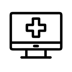 Obraz premium computer monitor with medical cross silhouette on transparent background for web and graphic design