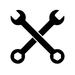 crossed wrenches silhouette on transparent background for web and graphic design